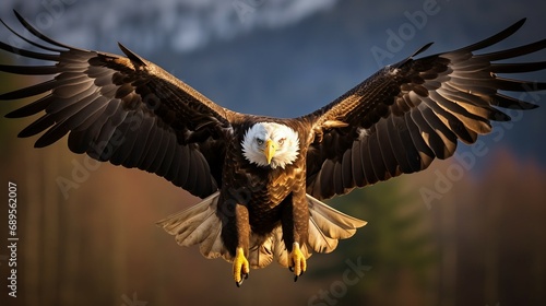 Majestic Bald Eagle Soaring with Wings Spread Wide