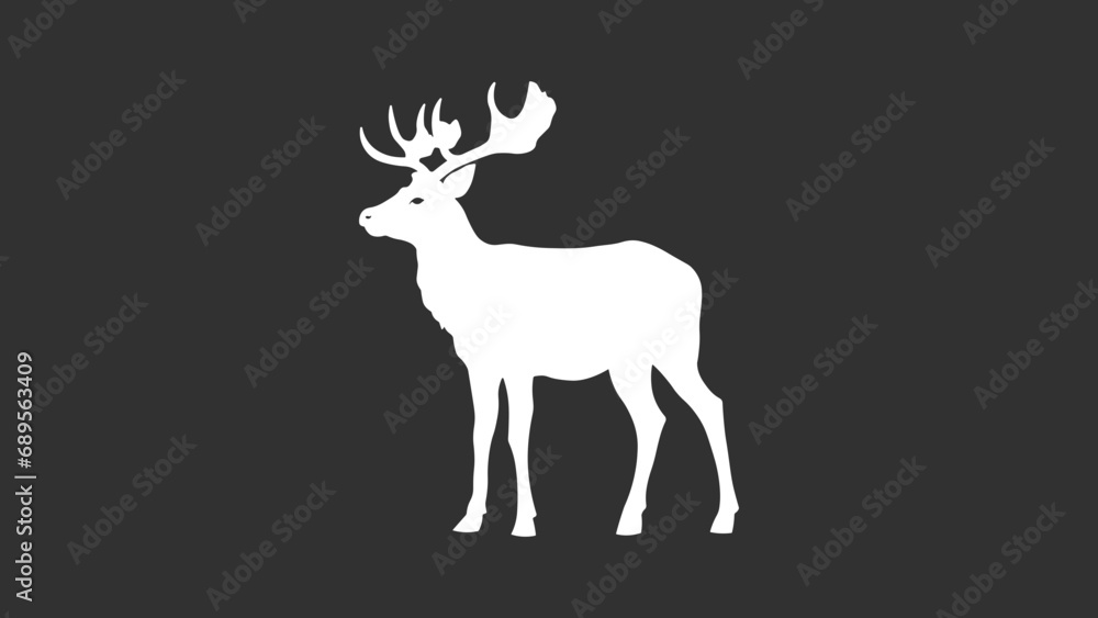 black silhouette of deer or elk without background