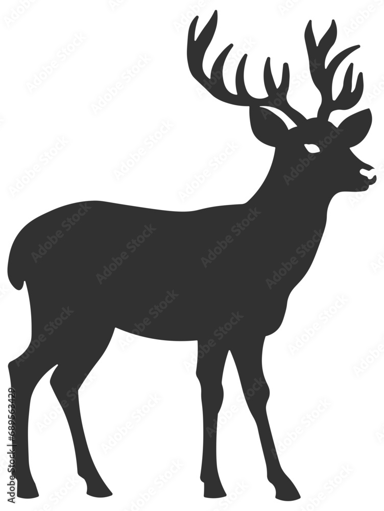 Obraz premium black silhouette of deer or elk without background