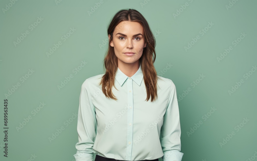 Corporate Confidence: Businesswoman in Light Green Blouse Corporate Confidence: Businesswoman in Light Green Blouse