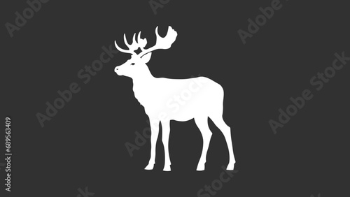 black silhouette of deer or elk without background