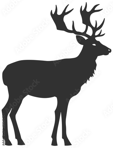 black silhouette of deer or elk without background