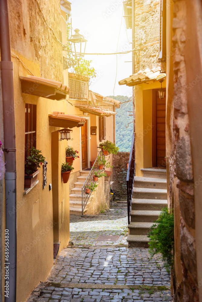Picturesque narrow street of small town in Italy