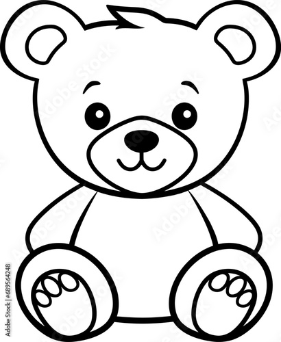 Cute teddy silhouette in black color. Vector template.