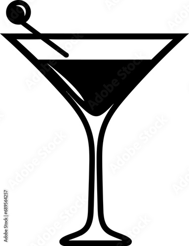 Cocktail glass silhouette in black color. Vector template.
