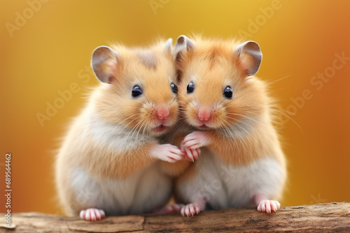 a pair of hamsters
are hugging photo