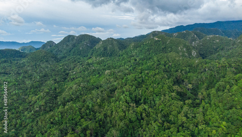 Aerial view of Bukit Barisan in Aceh Province, Indonesia