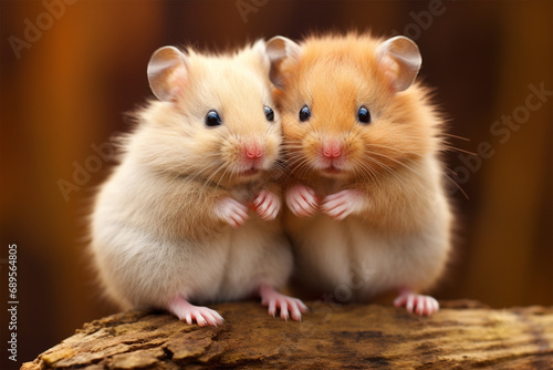 a pair of hamsters are hugging