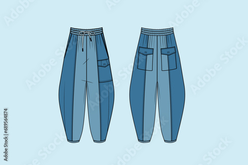 Paneled Wide Leg Jean