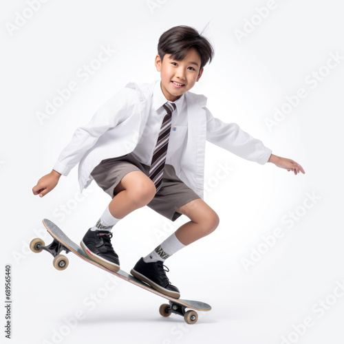 asian boy skateboarding