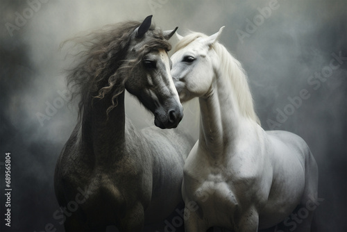 a pair of horses are hugging © Yoshimura