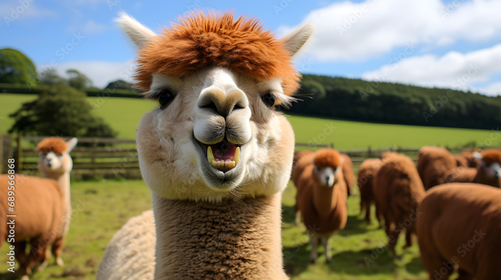 Obraz premium Alpaca in a farmyard