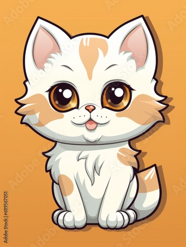 Funny Kitten sticker in cartoon style, AI © Vitalii But