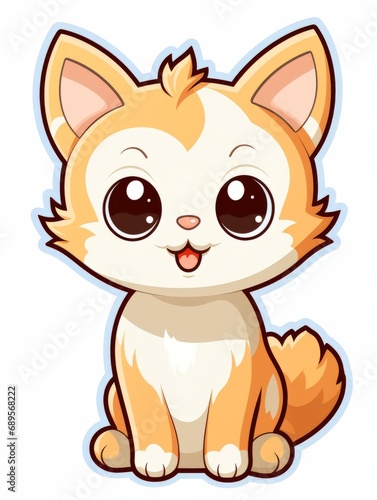 Funny Kitten sticker in cartoon style, AI