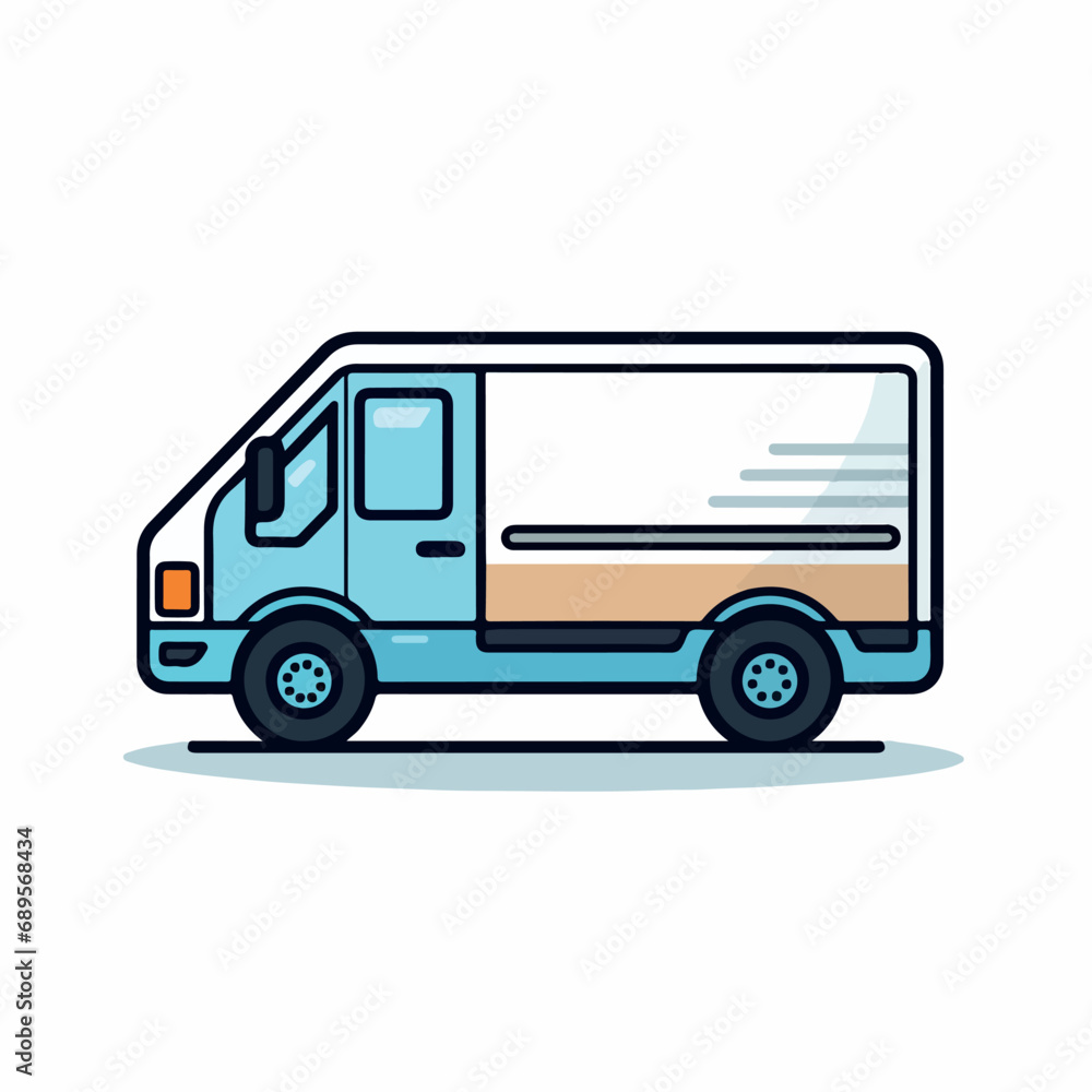 DELIVERY VAN in cartoon, doodle style. Isolated 2d vector illustration in logo, icon, sketch style, Eps 10. AI Generative