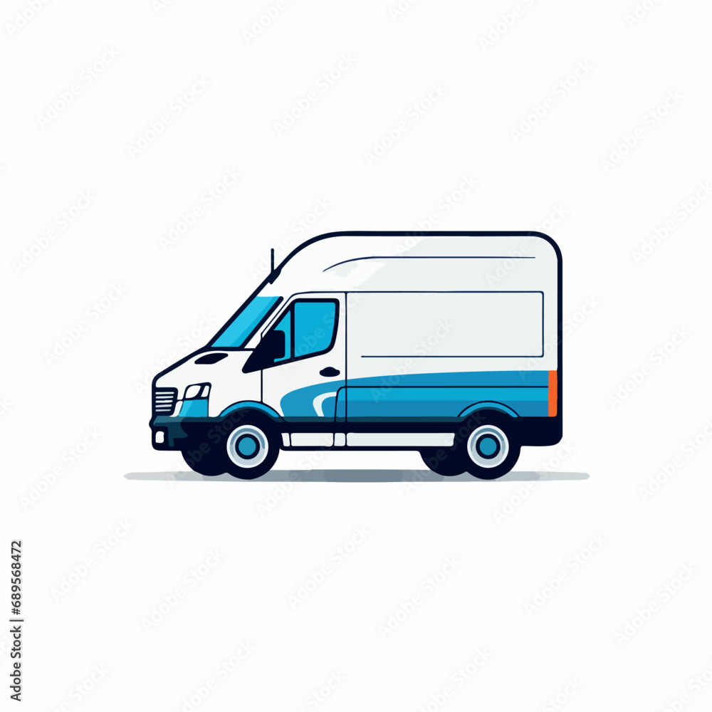 DELIVERY VAN in cartoon, doodle style. Isolated 2d vector illustration in logo, icon, sketch style, Eps 10. AI Generative