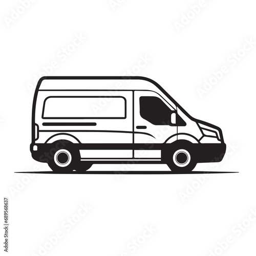 DELIVERY VAN in cartoon  doodle style. Isolated 2d vector illustration in logo  icon  sketch style  Eps 10  black and white. AI Generative