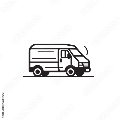 Wallpaper Mural DELIVERY VAN in cartoon, doodle style. Isolated 2d vector illustration in logo, icon, sketch style, Eps 10, black and white. AI Generative Torontodigital.ca