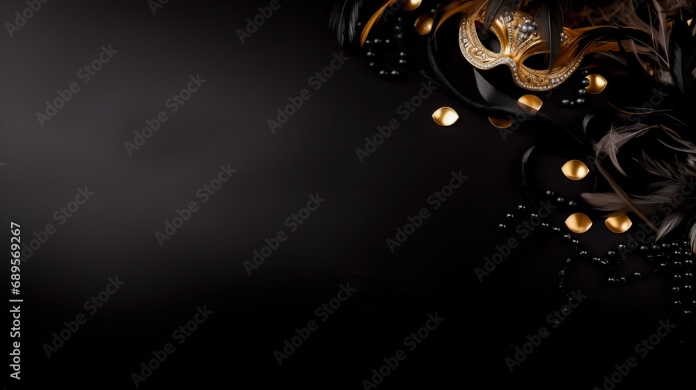 Elegant masquerade mask with festive lights, New Year's Eve theme.
