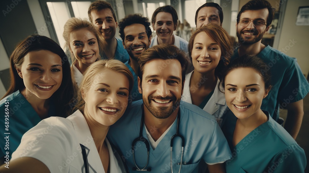Group of doctors and nurses in the hospital Group of doctors and nurses in the hospital