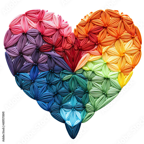 Transparent rainbow embroidery heart  for valentine holiday clipart photo