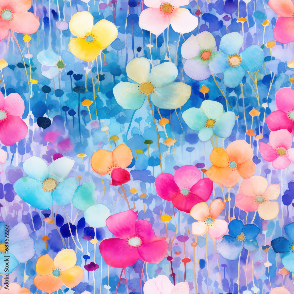 Seamless beautiful watercolor spring flowers pattern background Seamless beautiful watercolor spring flowers pattern background