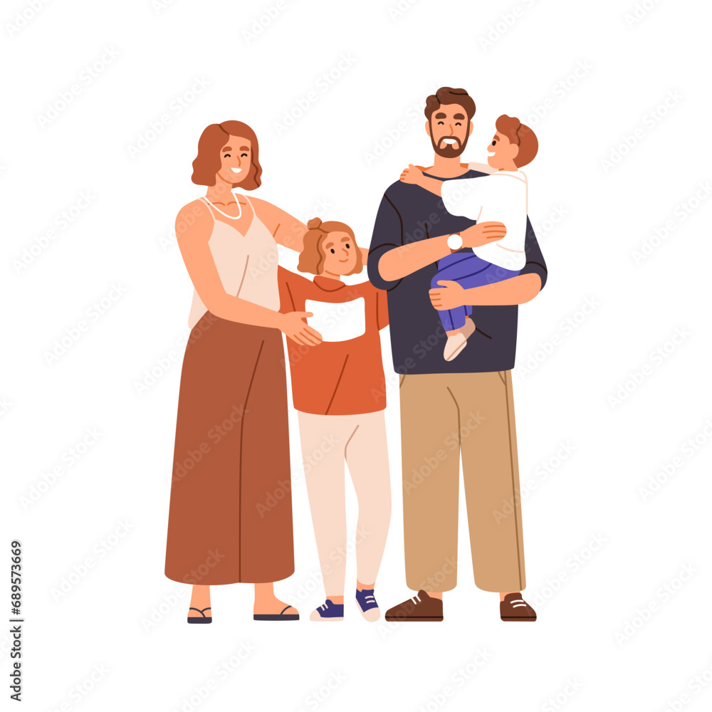 Parents and children. Happy family portrait. Mom, dad and kids. Mother