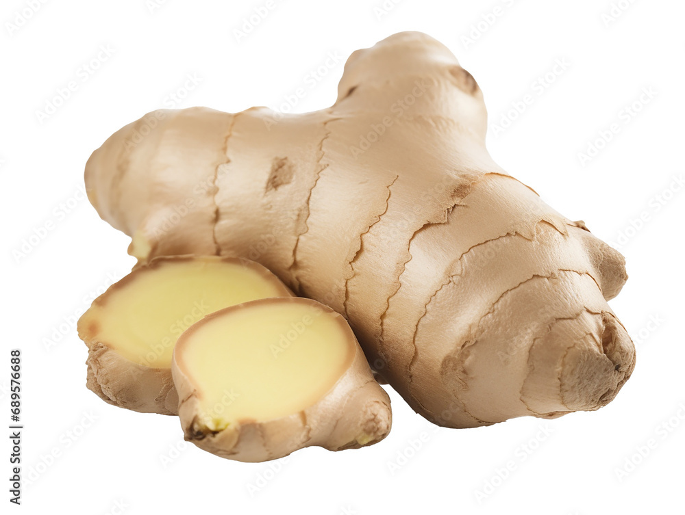 fresh ginger rhizome isolated on transparent background. close up view. PNG files. fresh ginger rhizome isolated on transparent background. close up view. PNG files.