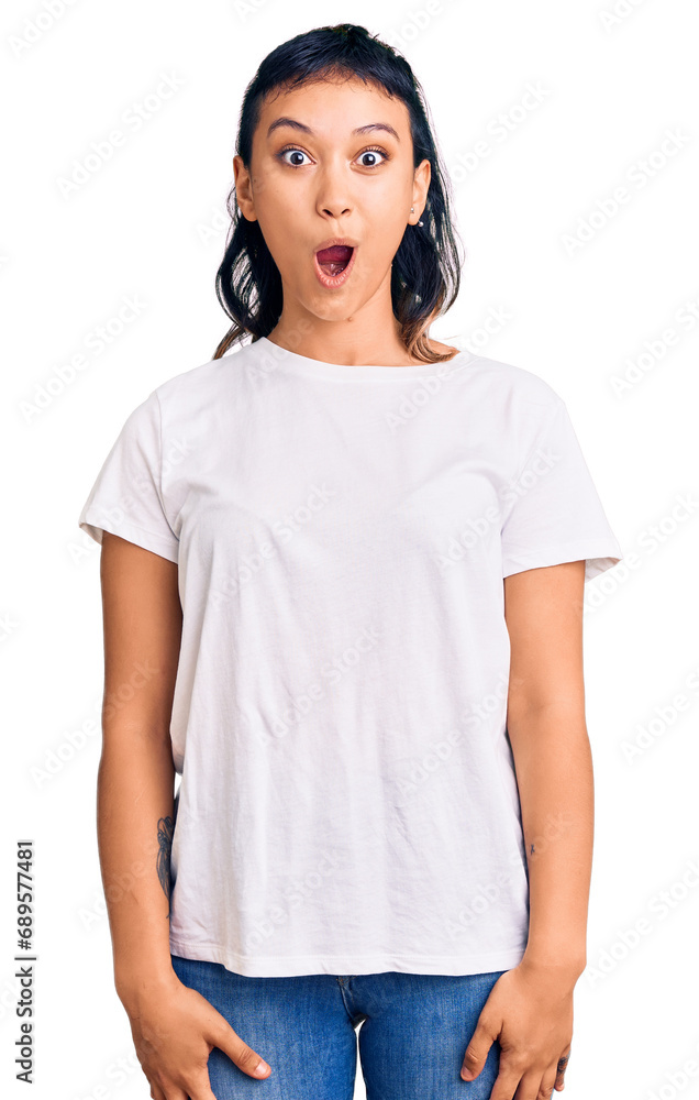Young woman wearing casual clothes afraid and shocked with surprise expression, fear and excited face. Young woman wearing casual clothes afraid and shocked with surprise expression, fear and excited face.
