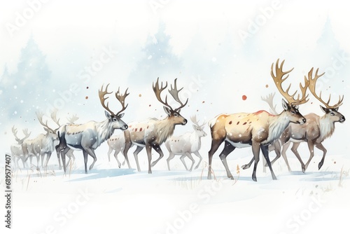 caribou herd in the middle of a tundra blizzard