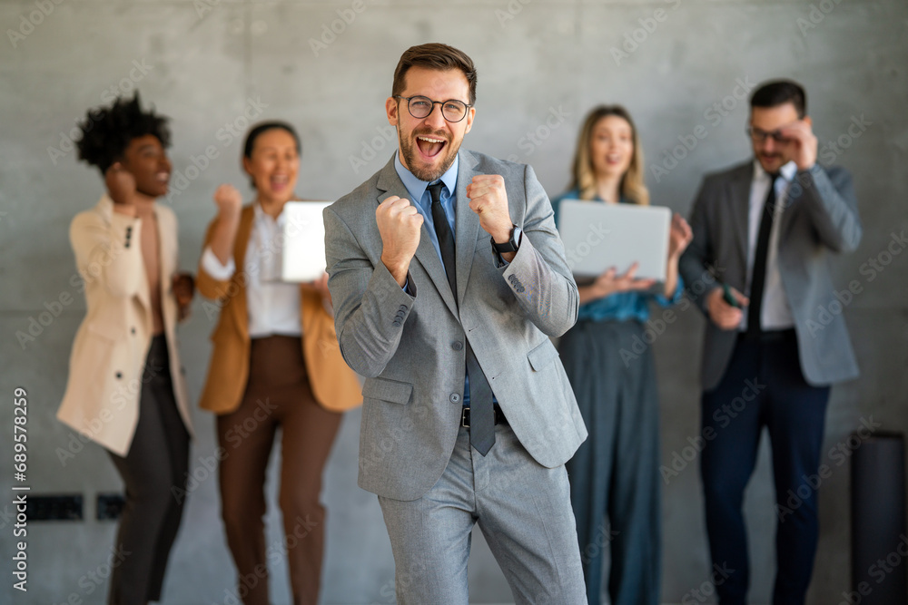 Success group of multiethnic entrepreneurs and business people achieving goals in corporate office Success group of multiethnic entrepreneurs and business people achieving goals in corporate office