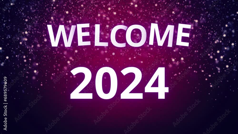 Welcome 2024 Greeting message animation background with falling snow. Beautiful footage for Happy New Year Celebration Welcome 2024 Greeting message animation background with falling snow. Beautiful footage for Happy New Year Celebration