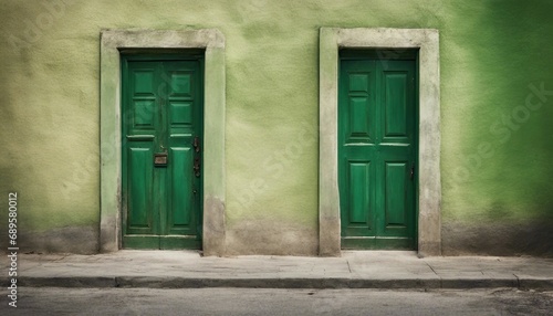 green old closed door house entrance © Crimz0n
