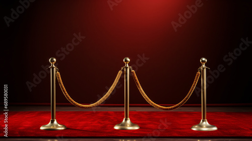 Golden star standing on the red carpet photo