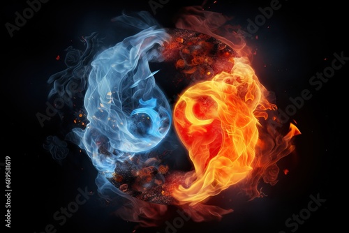 Yin yang, water and fire