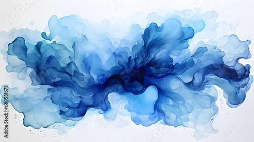 Abstract blue and wonderful watercolor on a white background