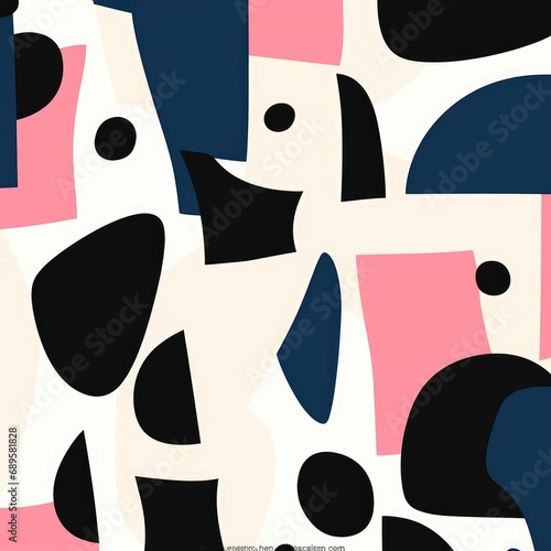 Cute trendy seamless pattern with abstract paper cut elements shape  Generative AI
