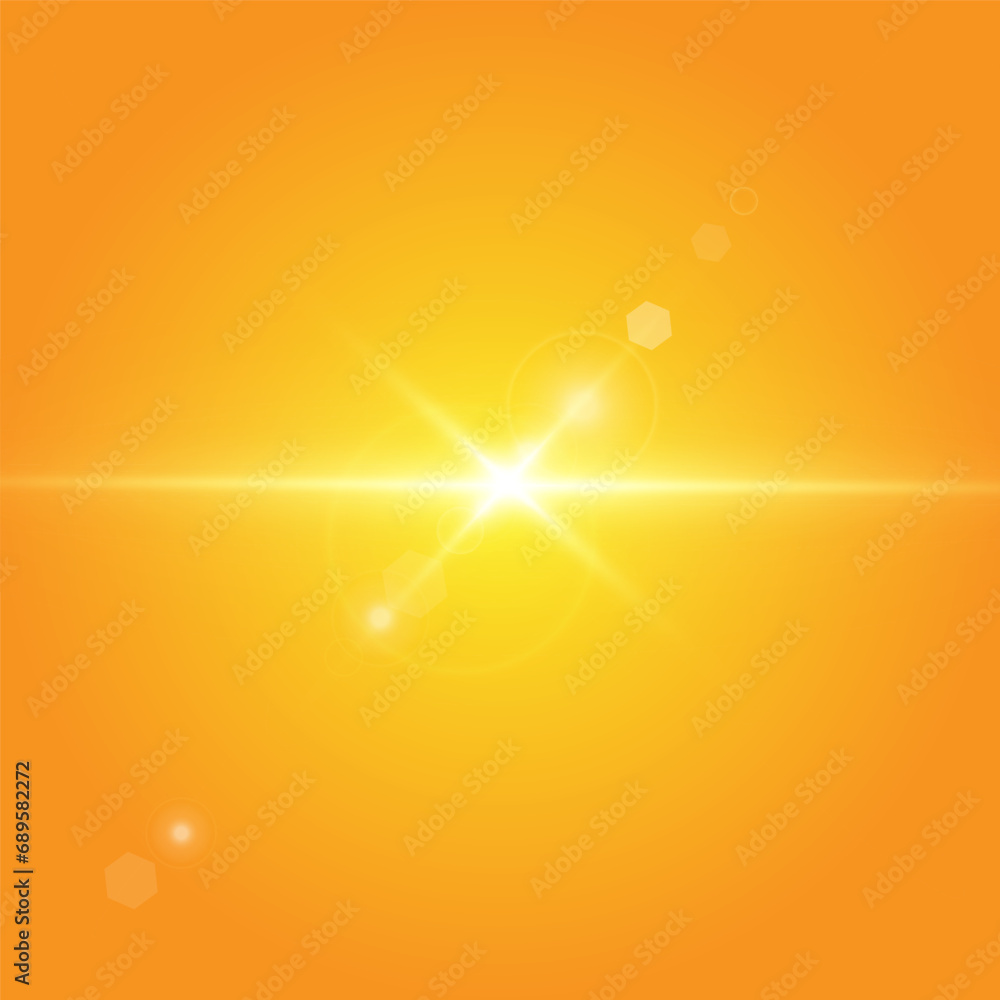 Bright sun on a yellow background.Light effect.summer sunlight burst. vector background Bright sun on a yellow background.Light effect.summer sunlight burst. vector background
