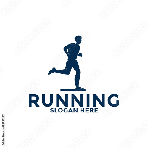 Running and marathon logo design template, Run Club Logo, Abstract People Running logo vector © PujiRahayu