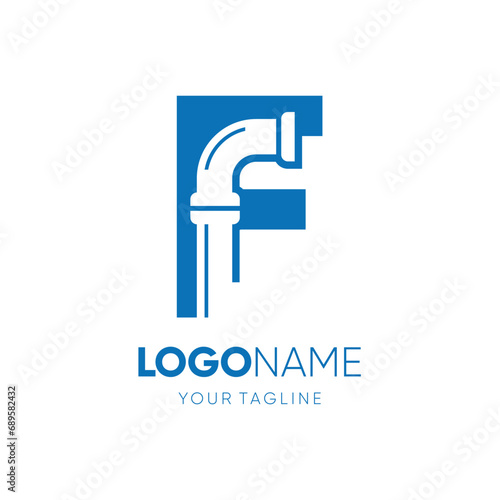 Letter F Pipe Plumbing Industrial Logo Design Vector Icon Graphic Emblem Illustration