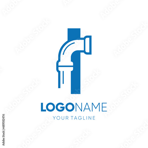 Letter I Pipe Plumbing Industrial Logo Design Vector Icon Graphic Emblem Illustration