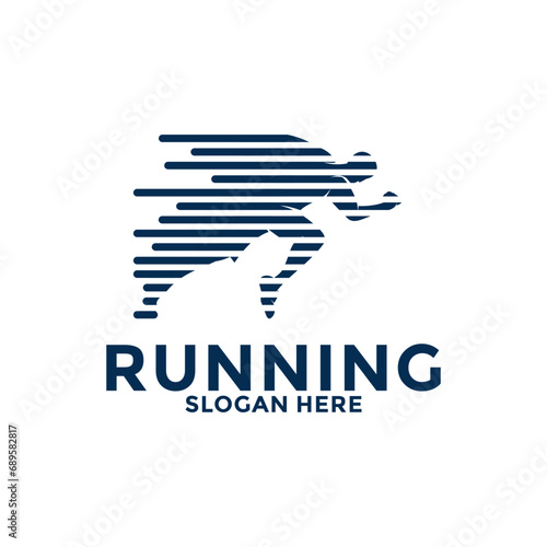 Running and marathon logo design template, Run Club Logo, Abstract People Running logo vector
