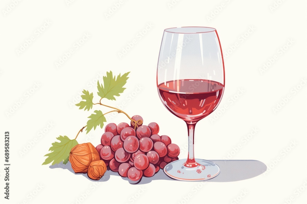 bunch of red grapes next to a glass of red wine