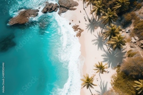 Aerial Drone Photograph of Picturesque Beautiful Landscape, Tropical Beach Scenery