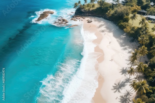 Aerial Drone Photograph of Picturesque Beautiful Landscape, Tropical Beach Scenery