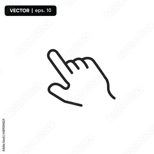 Clicking finger icon, hand pointer on white background. vector eps 10