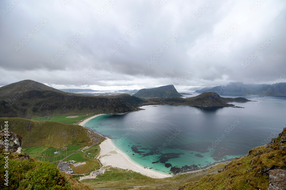 Mannen, Haukland Beach, Lofoten Islands, Norway, Europe Mannen, Haukland Beach, Lofoten Islands, Norway, Europe
