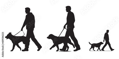 Dog walking vector silhouette