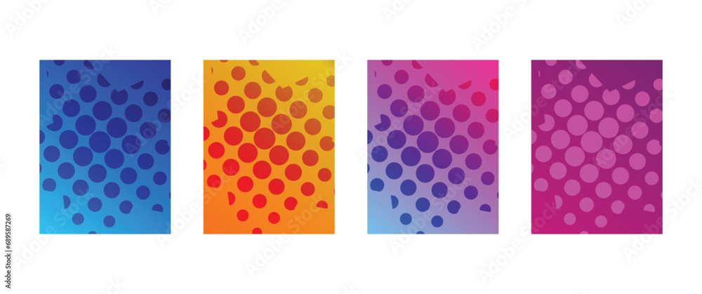 Abstract modern halftone geometric shape gradient graphic design background set of colorful banners