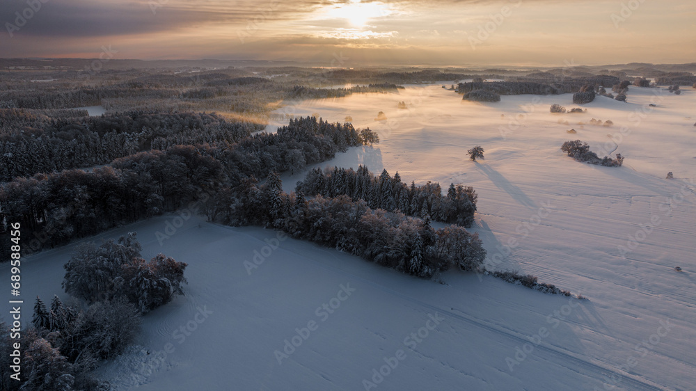 Sunrise in winter snow day in Germany Alps Sunrise in winter snow day in Germany Alps